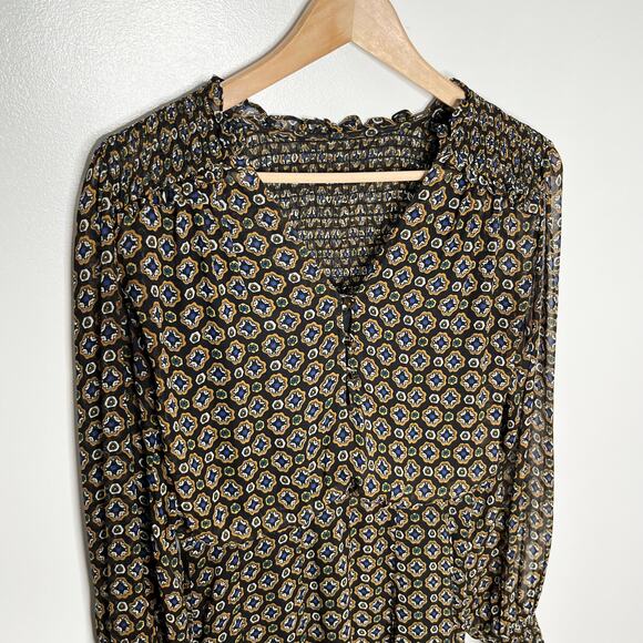 Veronica Beard Womens Sacchi Sheer Printed A Line Dress 2 Black Pleated - Picture 6 of 16